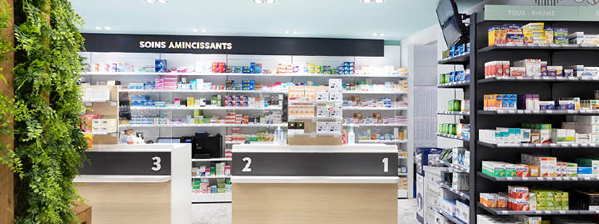 PHARMACIE DU CANDÉOU - espace graphisme comptoirs