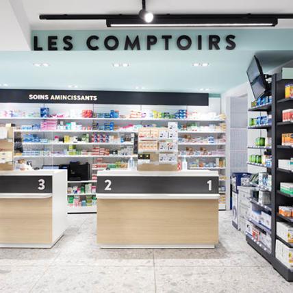 PHARMACIE DU CANDÉOU - espace graphisme comptoirs